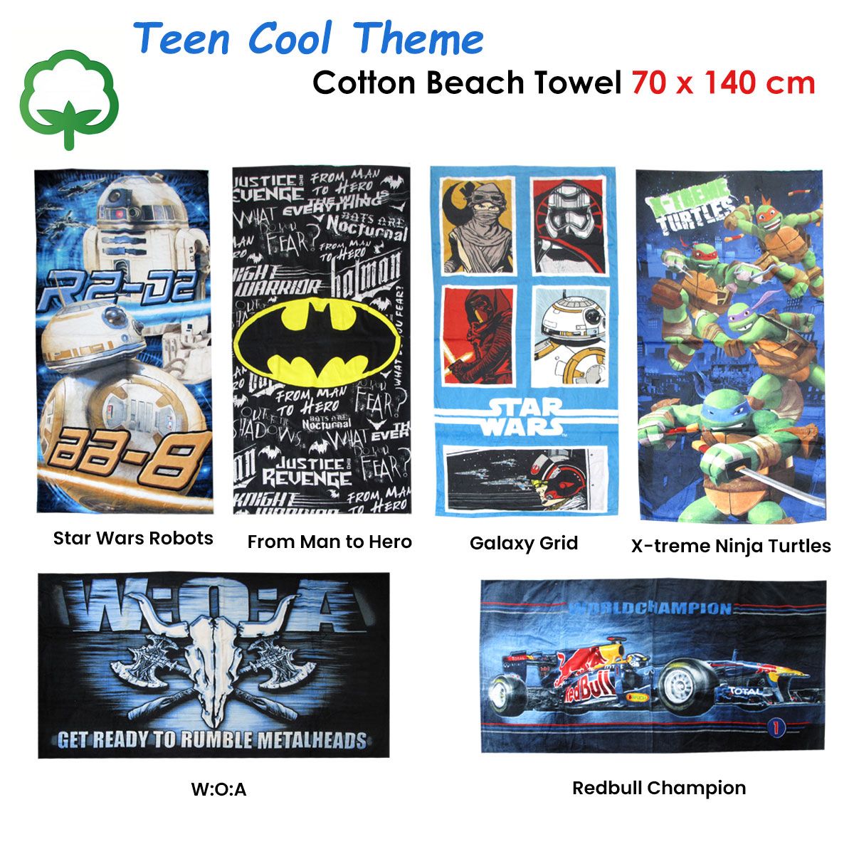 Teen Cool Theme Cotton Beach Towel 70 x 140 cm Batman From Man to Hero