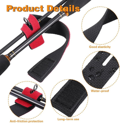 Fishing Rod Ties 12 Pcs Fishing Pole Straps Fishing Rod Straps Holder Fishing Pole Holder Belt Elastic Fishing Rod Holder Strap (25 Cm)