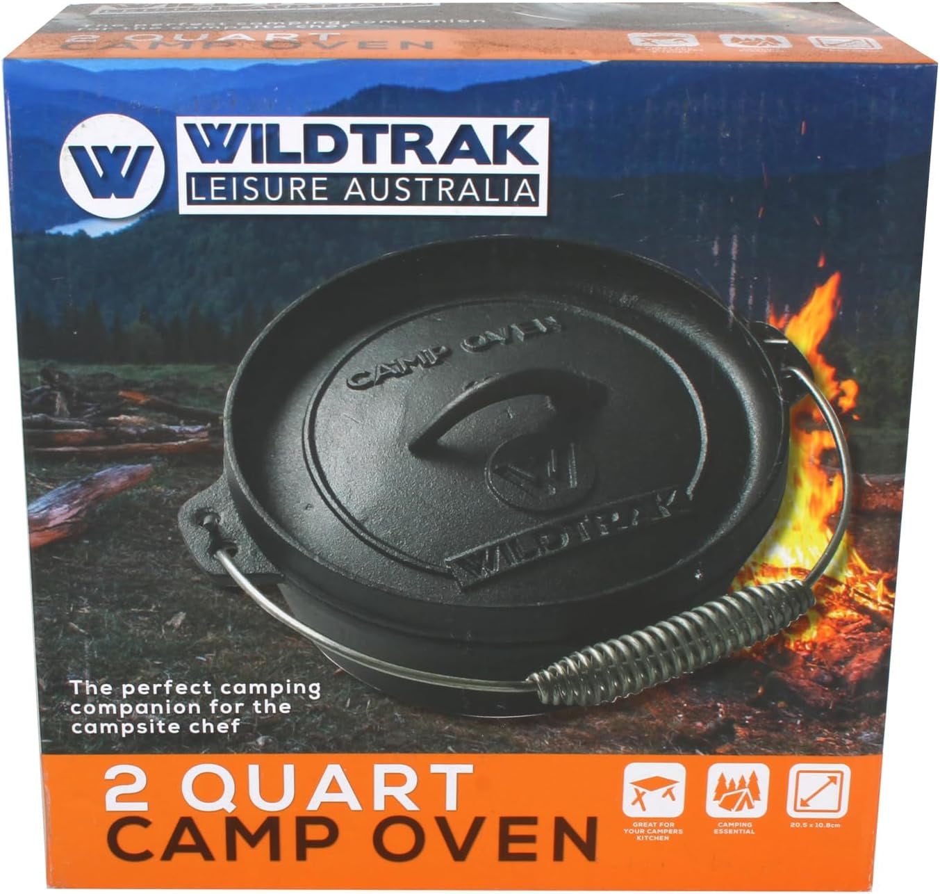 Heavy Duty Cast Iron Camp Oven, 2 Quart Capacity, Oval, Pre-Seasoned