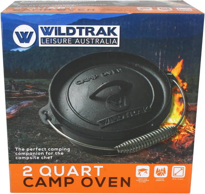 Heavy Duty Cast Iron Camp Oven, 2 Quart Capacity, Oval, Pre-Seasoned
