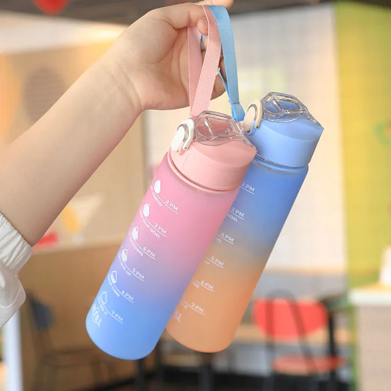 700ML Running Water Bottle Soft Water Bottle Time Marker Cup Portable Water Bottle for Outdoor Sport YDSH01