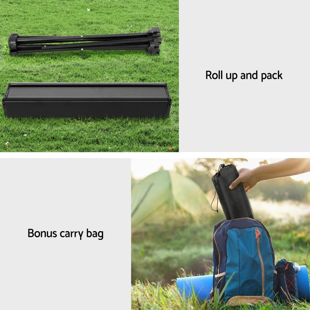 Folding Camping Table, Aluminium Portable Picnic Desk, 40Cm Black