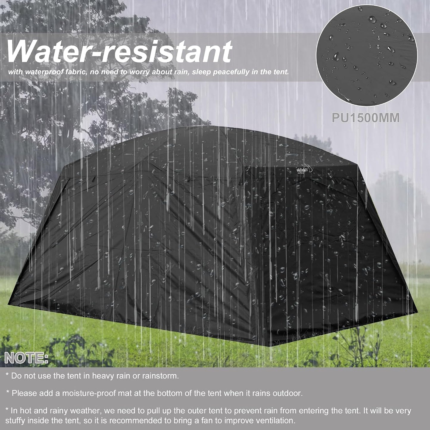 4-6 Person /8-10 Person Camping Tent with 3 Door 2 Room Large Family Cabin Tents, Double Layer Waterproof Portable Glamping Tent, Big Tents for Outdoor Camping Hiking and Backpacking