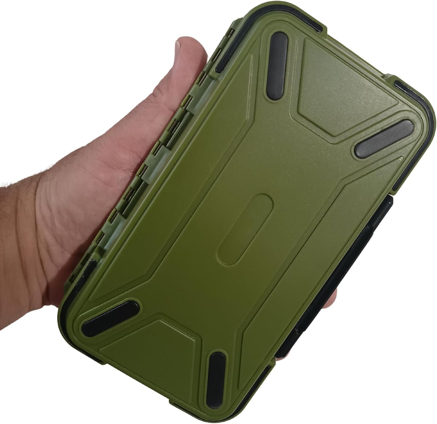 Compact Waterproof Fishing Tackle Box for Hooks, Lures, Jigs - Small Green
