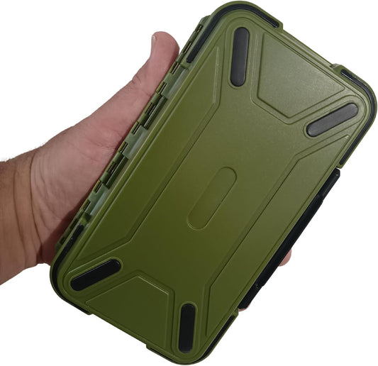 Compact Waterproof Fishing Tackle Box for Hooks, Lures, Jigs - Small Green