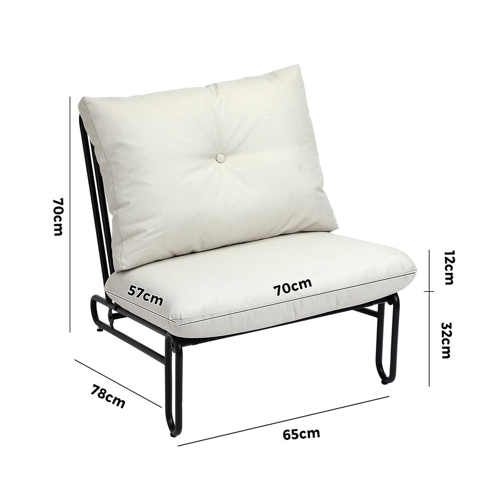 Set of 2 Beige Outdoor Patio Lounge Chairs with Cushions