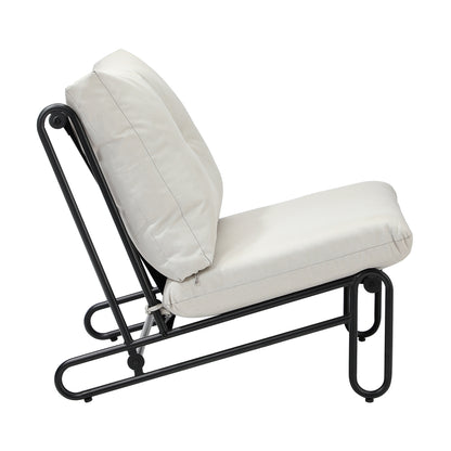 Set of 2 Beige Outdoor Patio Lounge Chairs with Cushions