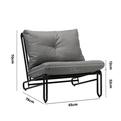Set of 2 Grey Outdoor Patio Lounge Chairs with Cushions