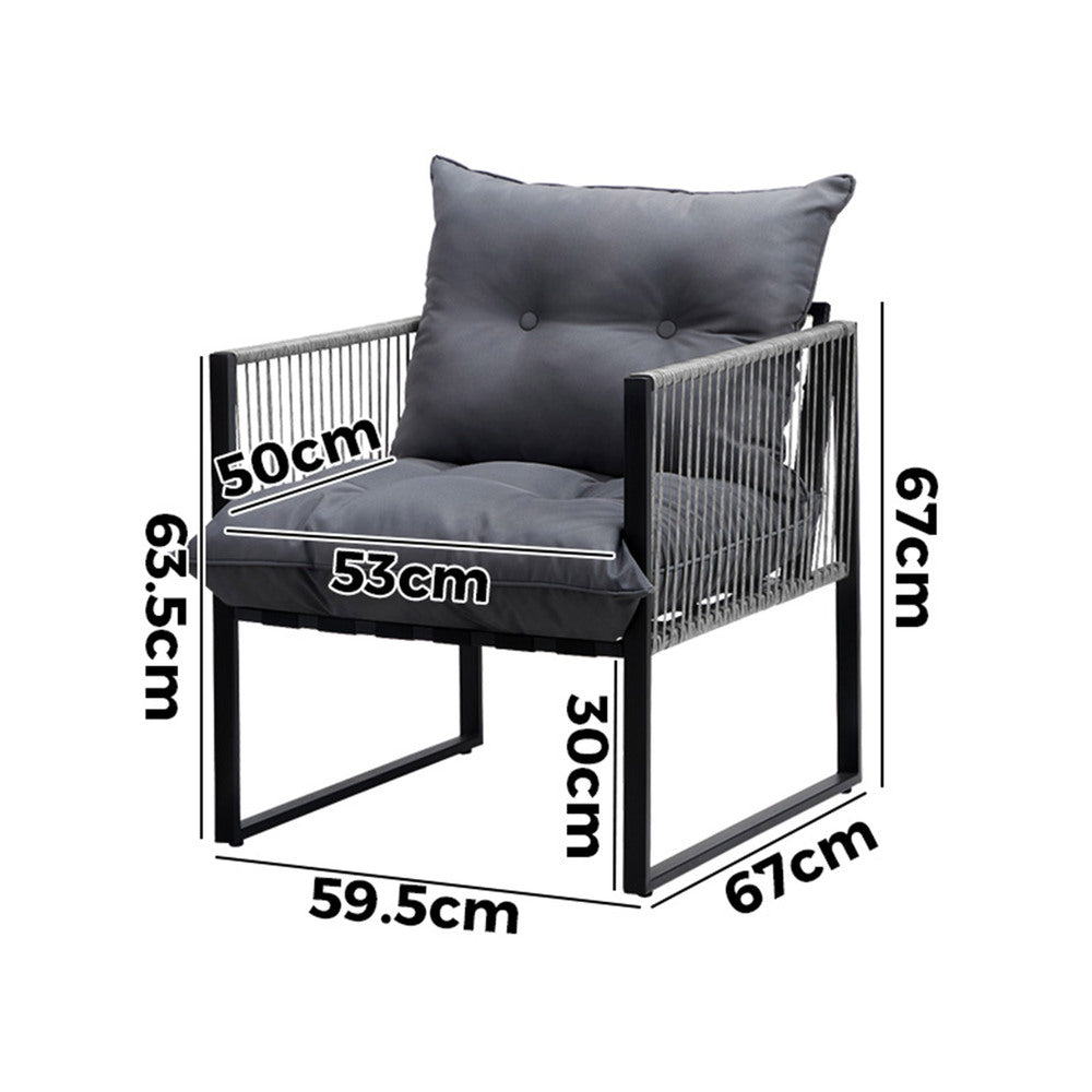 2 Pieces Grey PE Wicker Outdoor Patio Garden Sofa Set