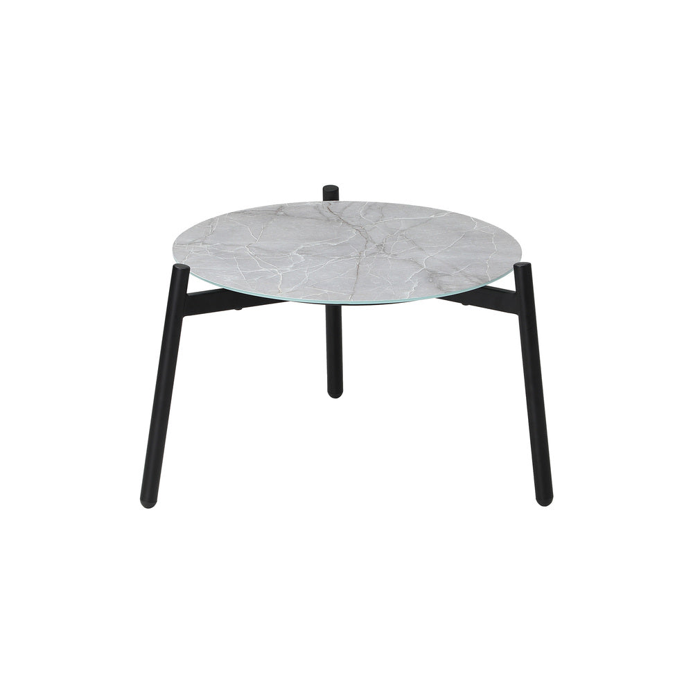 3 Pieces Grey Outdoor Patio Set with Table and Cushioned Armchairs