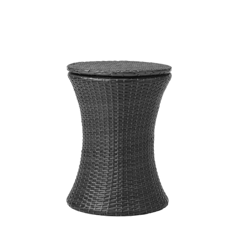 3 Pieces Black Outdoor Patio Bistro Set with Ice Bucket Table