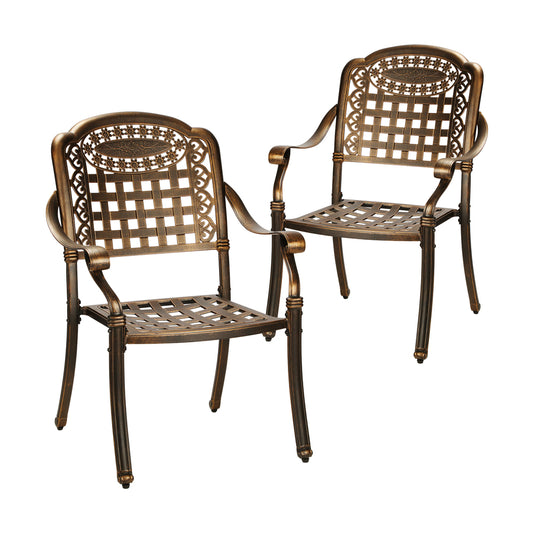 Set of 2 Cast Aluminum Outdoor Dining Chairs
