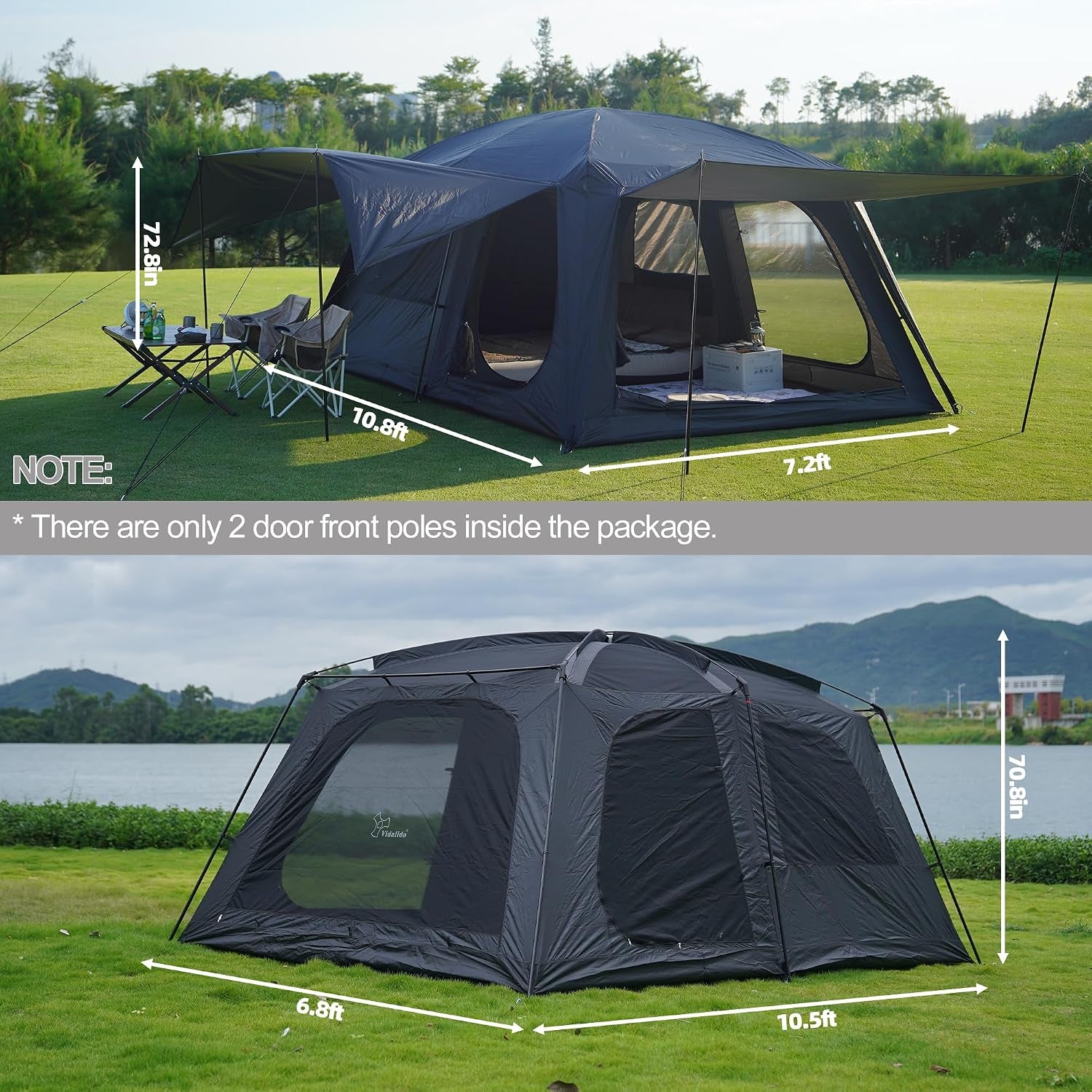 4-6 Person /8-10 Person Camping Tent with 3 Door 2 Room Large Family Cabin Tents, Double Layer Waterproof Portable Glamping Tent, Big Tents for Outdoor Camping Hiking and Backpacking