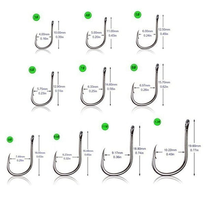 100Pcs Fishing Hook Stainless Steel Carbon Fishing Hook with Loop Sharp Barbed Boxed Fishing Hook Set Sea Fishing Accessories
