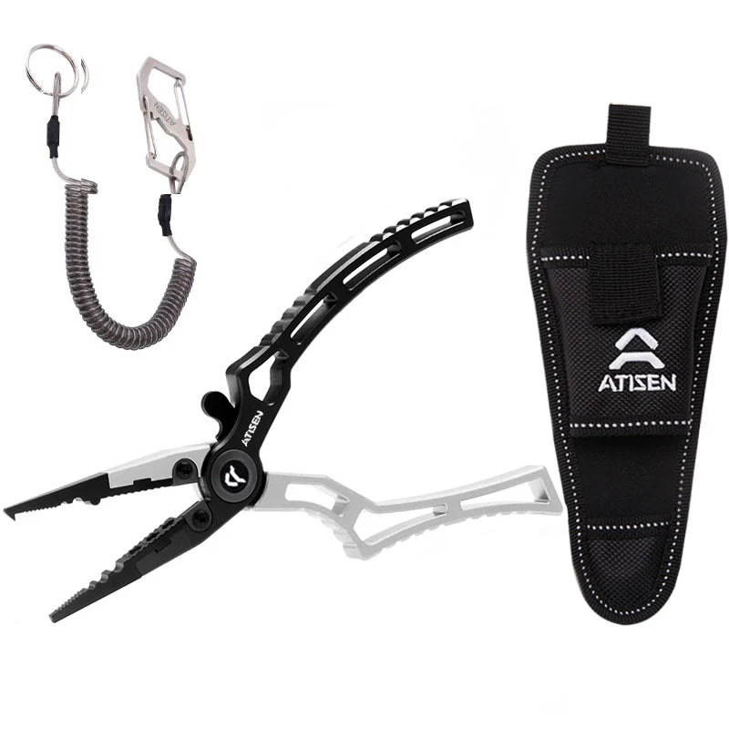 Booms Fishing X1 Aluminum Fishing Pliers Saltwater Surf Fishing Tackle Kit Fishing Multitool Hook Remover Braided Fishing Line