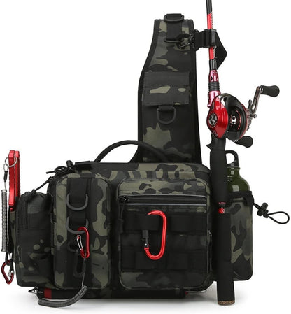 Fishing Tackle Bag,Tactical Fishing Sling Tackle Storage Bag,Lightweight Sling Fishing Backpack- Sling Tool Bag for Fishing Hiking Hunting Camping