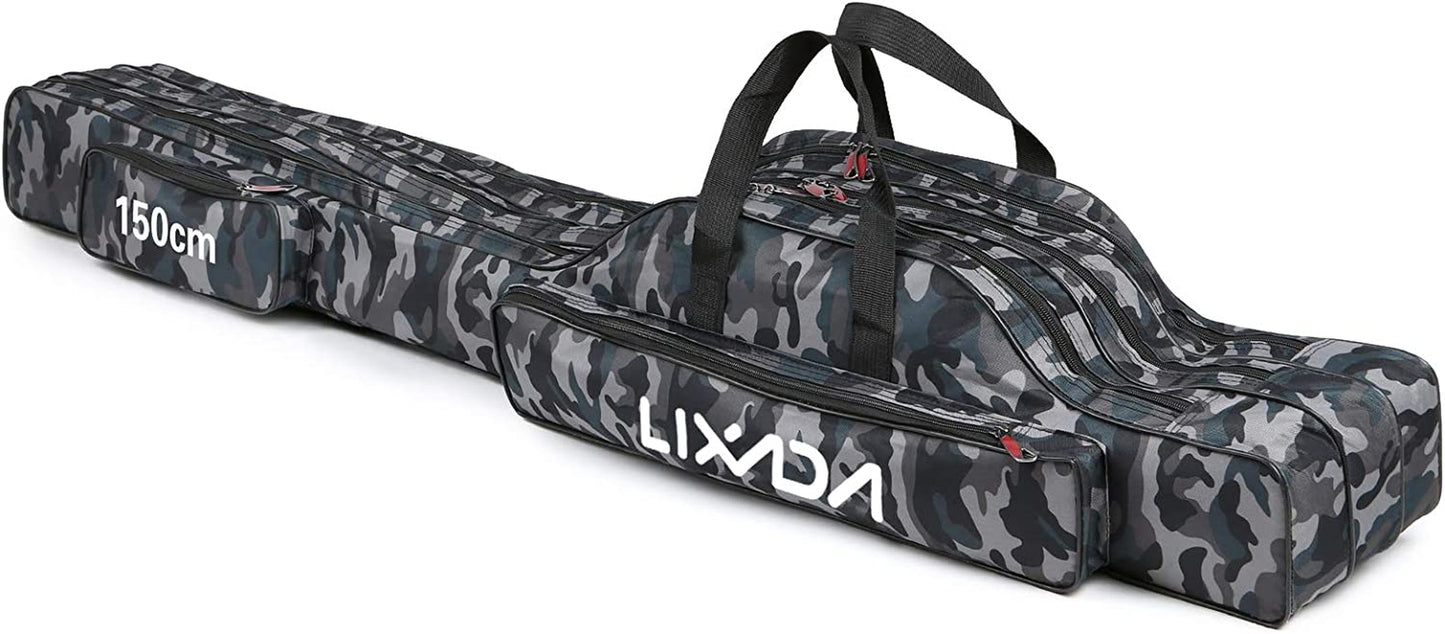 Fishing Rod Bag, 3 Layers Fishing Pole Bag Portable Folding Rod Carry Case Fishing Reel Fishing Tackle Storage Bags,Fishing Rod Carry Case, 120Cm/150Cm