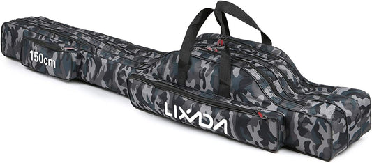 Fishing Rod Bag, 3 Layers Fishing Pole Bag Portable Folding Rod Carry Case Fishing Reel Fishing Tackle Storage Bags,Fishing Rod Carry Case, 120Cm/150Cm