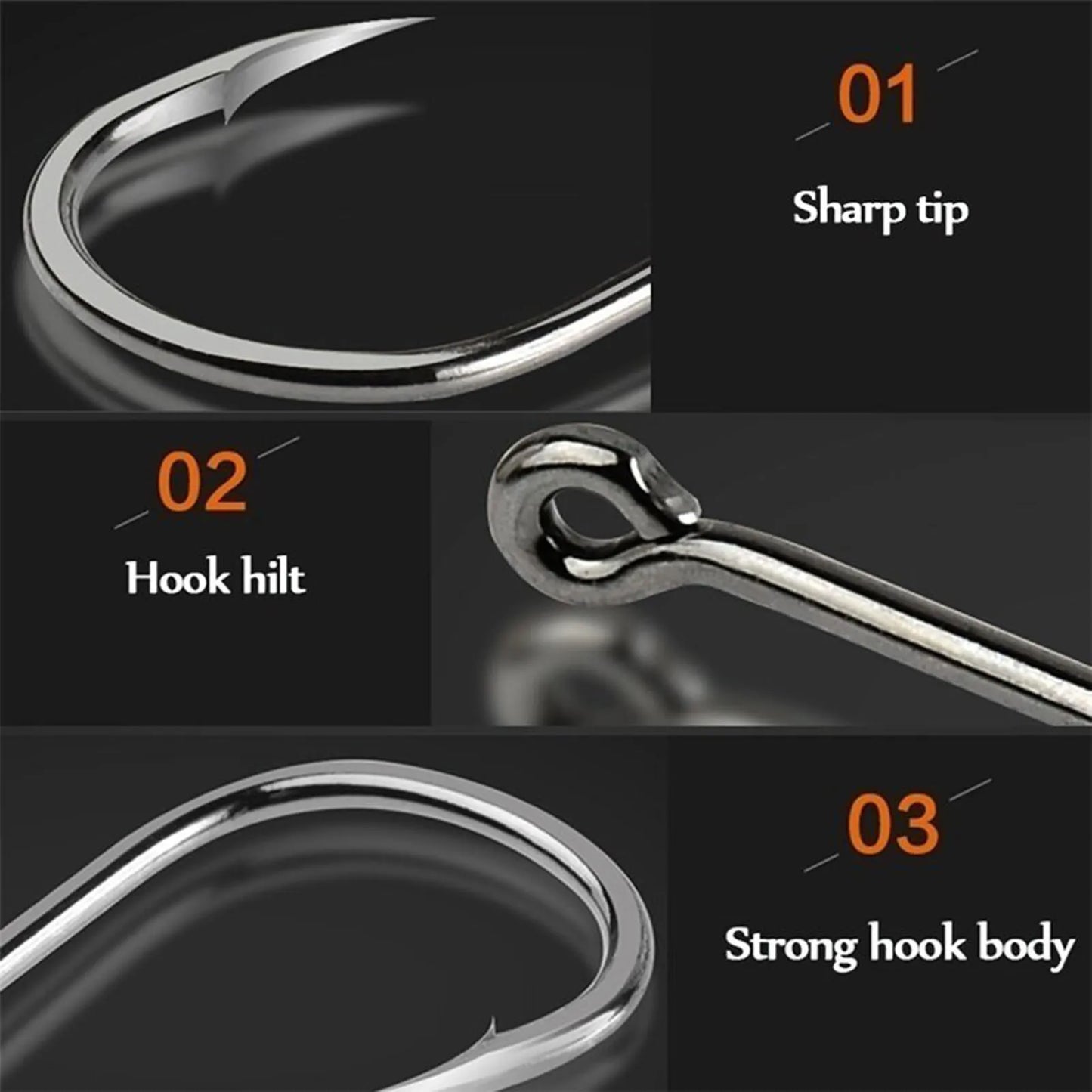 100Pcs Fishing Hook Stainless Steel Carbon Fishing Hook with Loop Sharp Barbed Boxed Fishing Hook Set Sea Fishing Accessories