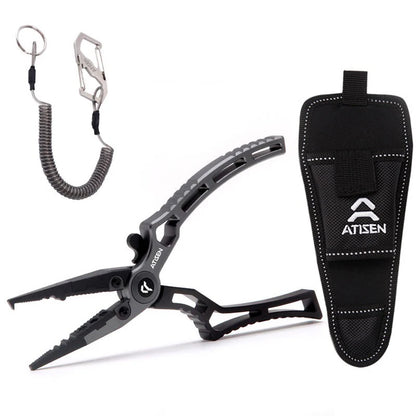 Booms Fishing X1 Aluminum Fishing Pliers Saltwater Surf Fishing Tackle Kit Fishing Multitool Hook Remover Braided Fishing Line