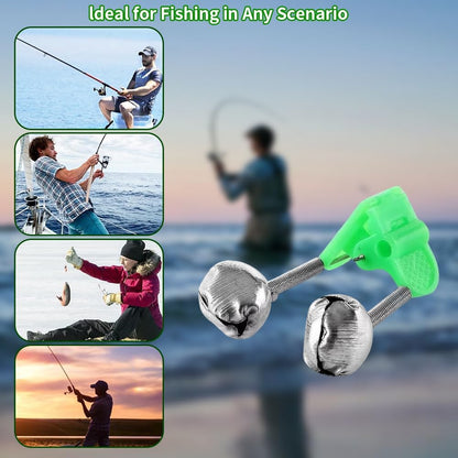 50PCS Fishing Rod Bells Clip – Dual Alert Fishing Bells for Rod Tip, Clip-On Bite Alarm for Night and Ice Fishing, Loud Sound Fishing Equipment Accessories