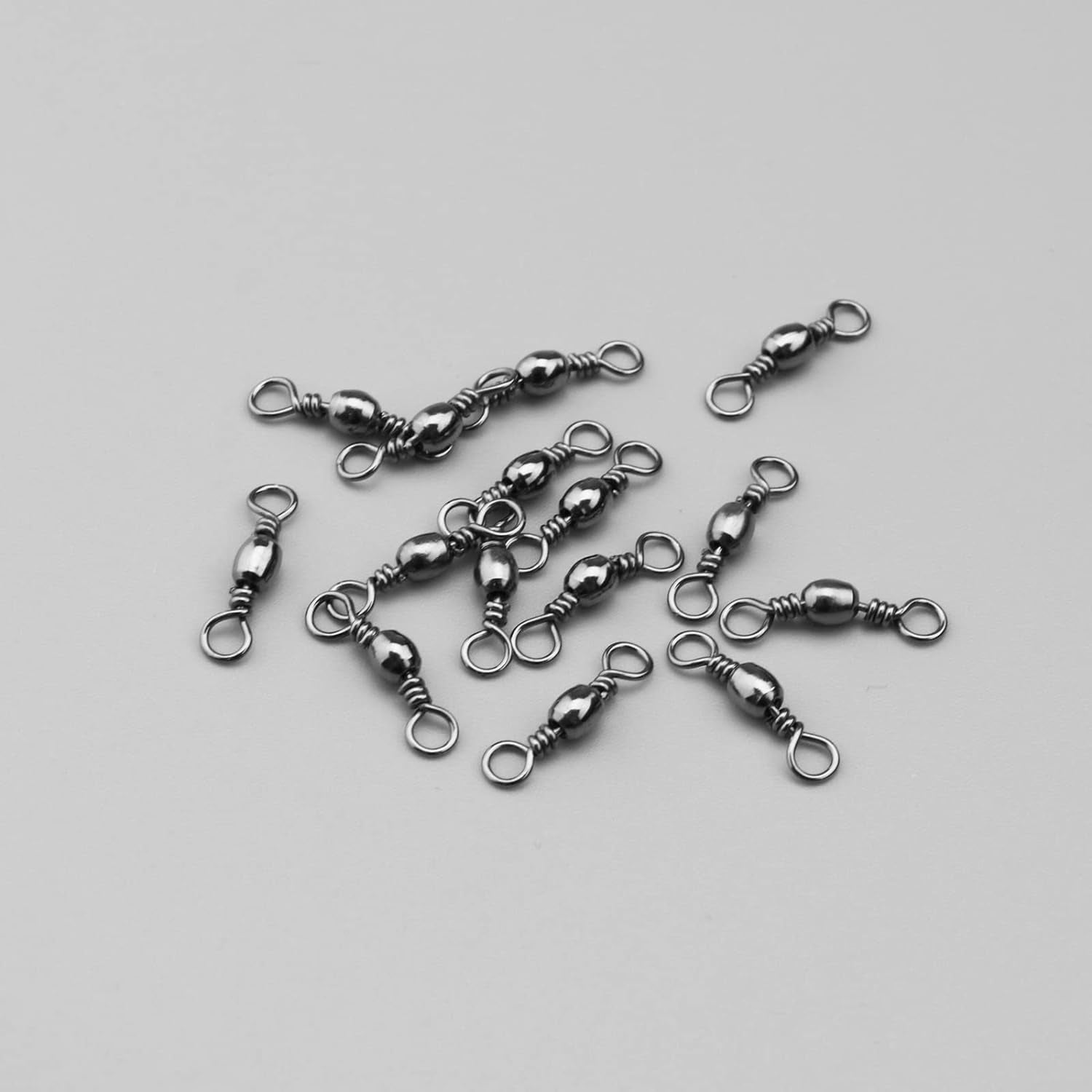 300Pcs 8# Fishing Rolling Swivel 10# Fishing Swivels Barrel Metal Fishing Tackle Line Connector Fishing Accessories for Saltwater Freshwater