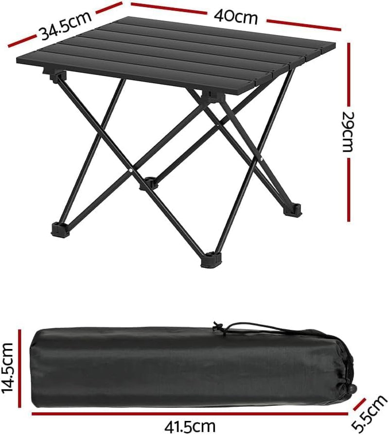 Portable Camping Table, Folding Small Camp Table with Travel Bag, Outdoor Lightweight Foldable Table for Beach, Outdoor Cooking, Hiking, Travel, Picnic, Camping Gear (Black)