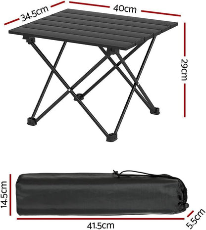 Portable Camping Table, Folding Small Camp Table with Travel Bag, Outdoor Lightweight Foldable Table for Beach, Outdoor Cooking, Hiking, Travel, Picnic, Camping Gear (Black)