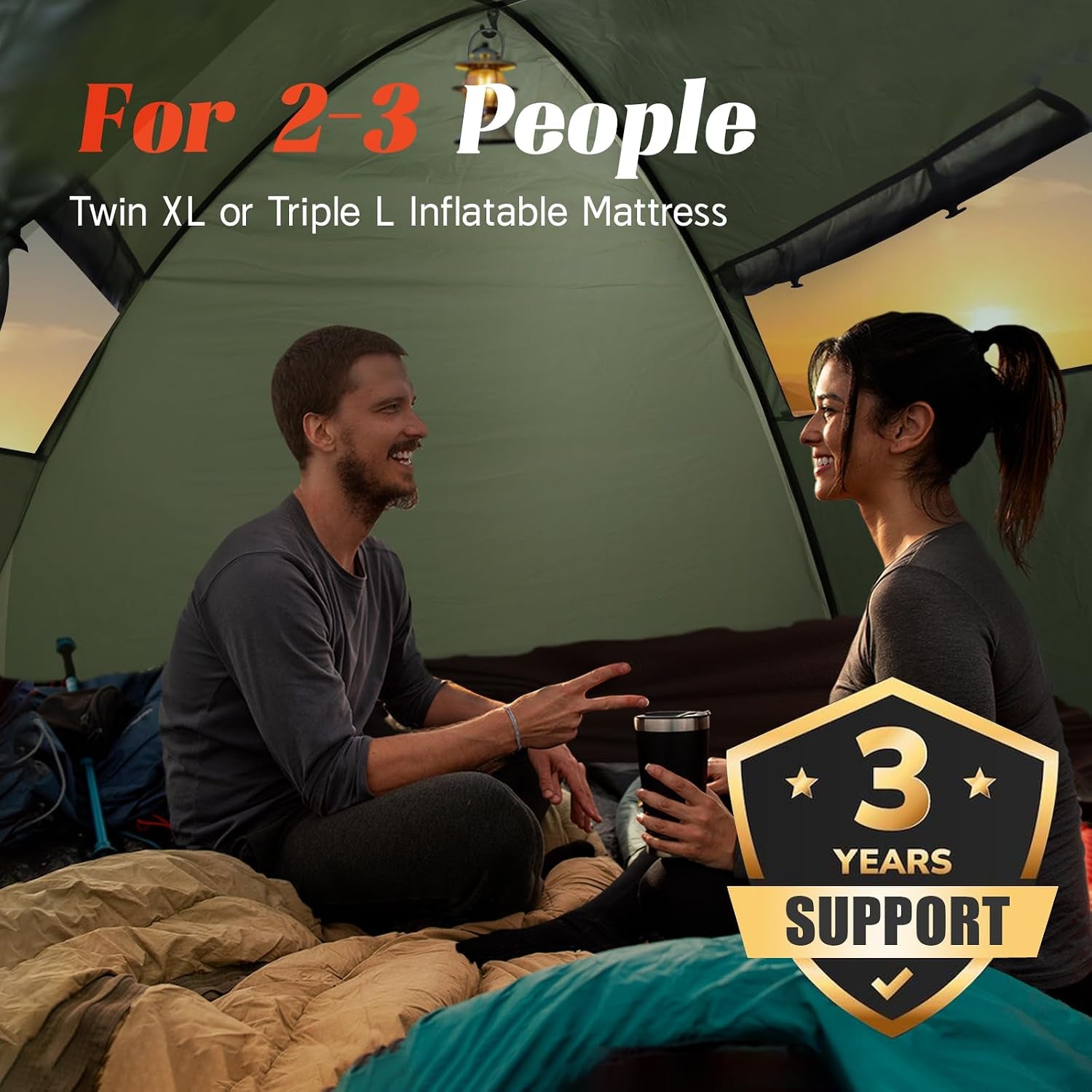 Tents for Camping 3-4 Person with Rainfly, Camping Tents 100% Waterproof, Outdoor Dome Tent Easy Setup, Backpacking Tent for Adventure, Festivals, Backyard (Not Crowded for 2 People)