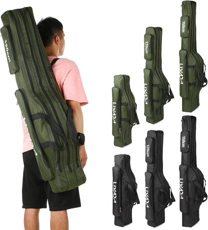 Fishing Rod Bag, 3 Layers Fishing Pole Bag Portable Folding Rod Carry Case Fishing Reel Fishing Tackle Storage Bags,Fishing Rod Carry Case, 120Cm/150Cm