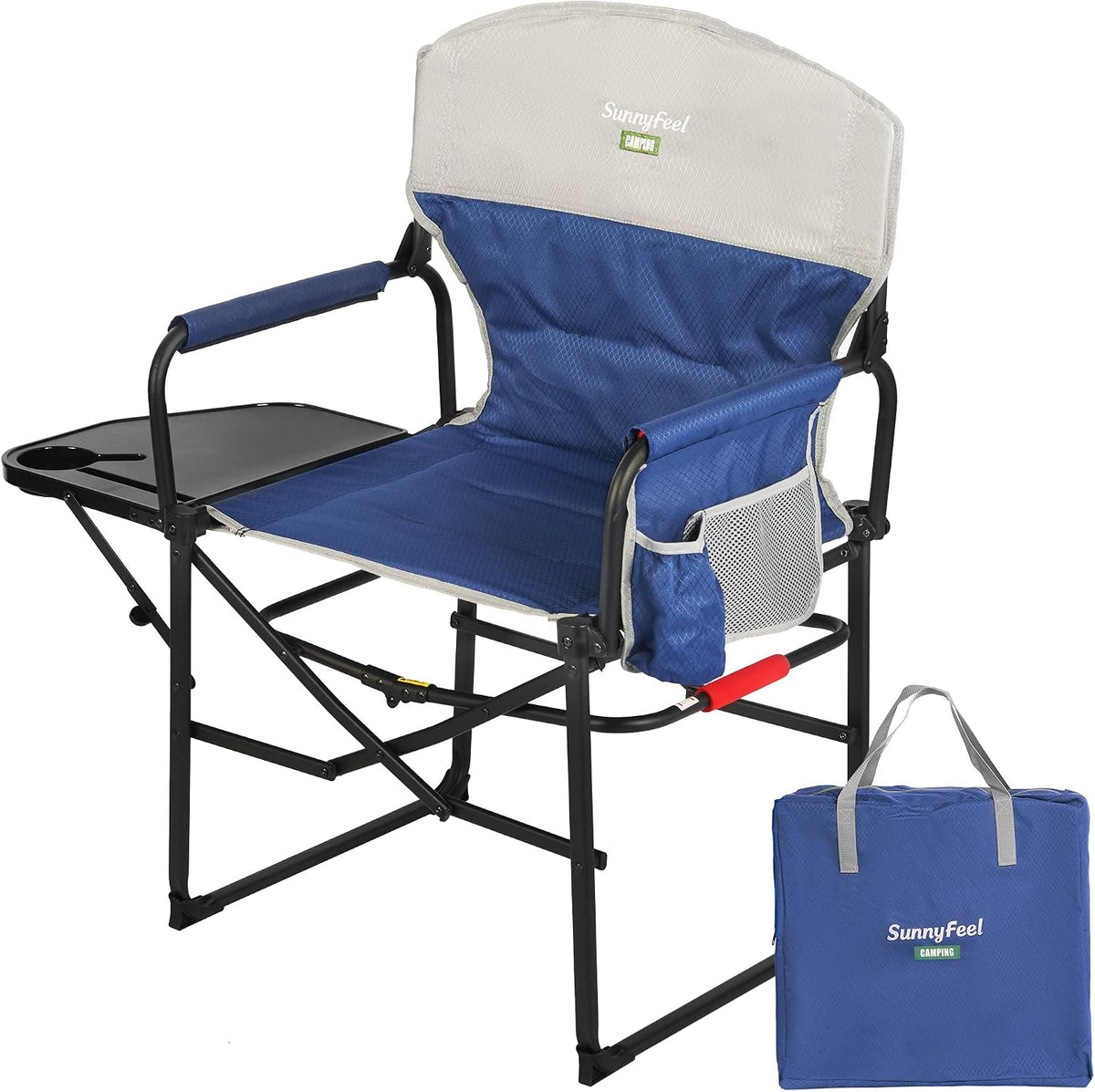 Camping Directors Chair, Heavy Duty,Oversized Portable Folding Chair with Side Table, Pocket for Beach, Fishing,Trip,Picnic,Lawn,Concert Outdoor Foldable Camp Chairs