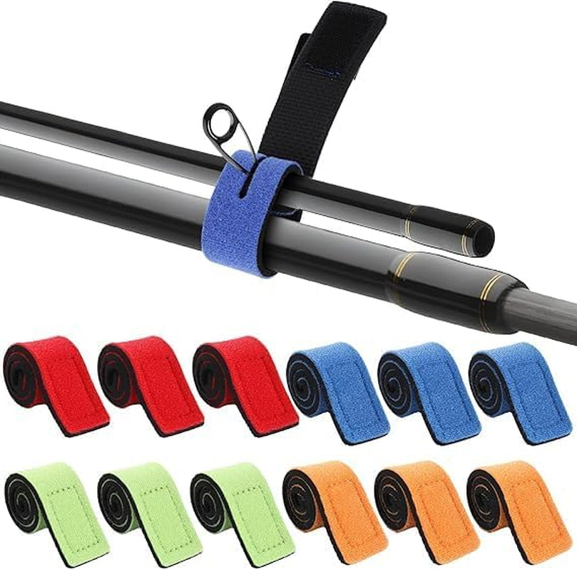 Fishing Rod Ties Strap, 12Pcs Elastic Fishing Rod Holder Straps, Fishing Pole Straps Fishing Rod Straps Holder Fishing Pole Holder Belt