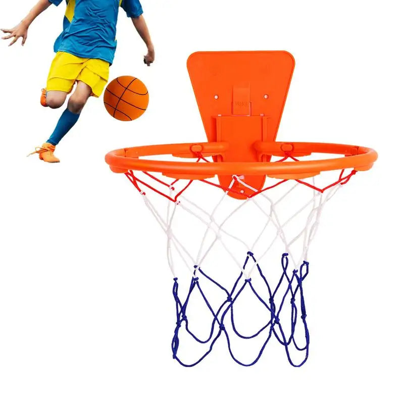 Wall Mounted Basketball Hoop with Basketball Mesh Bag No. 7 Silent Ball Set Indoor Hangings Basketball Goal Hoop Net for Kids