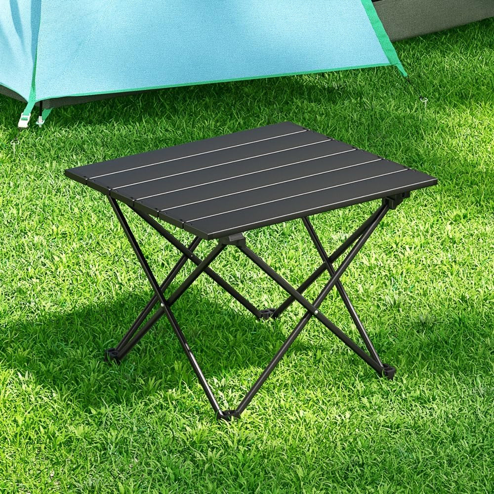Folding Camping Table, Aluminium Portable Picnic Desk, 40Cm Black