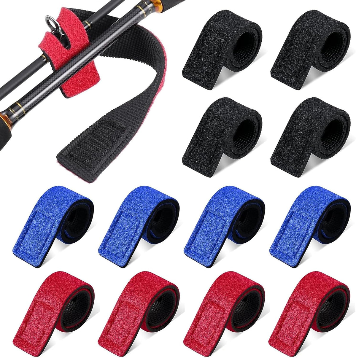 Fishing Rod Ties 12 Pcs Fishing Pole Straps Fishing Rod Straps Holder Fishing Pole Holder Belt Elastic Fishing Rod Holder Strap (25 Cm)