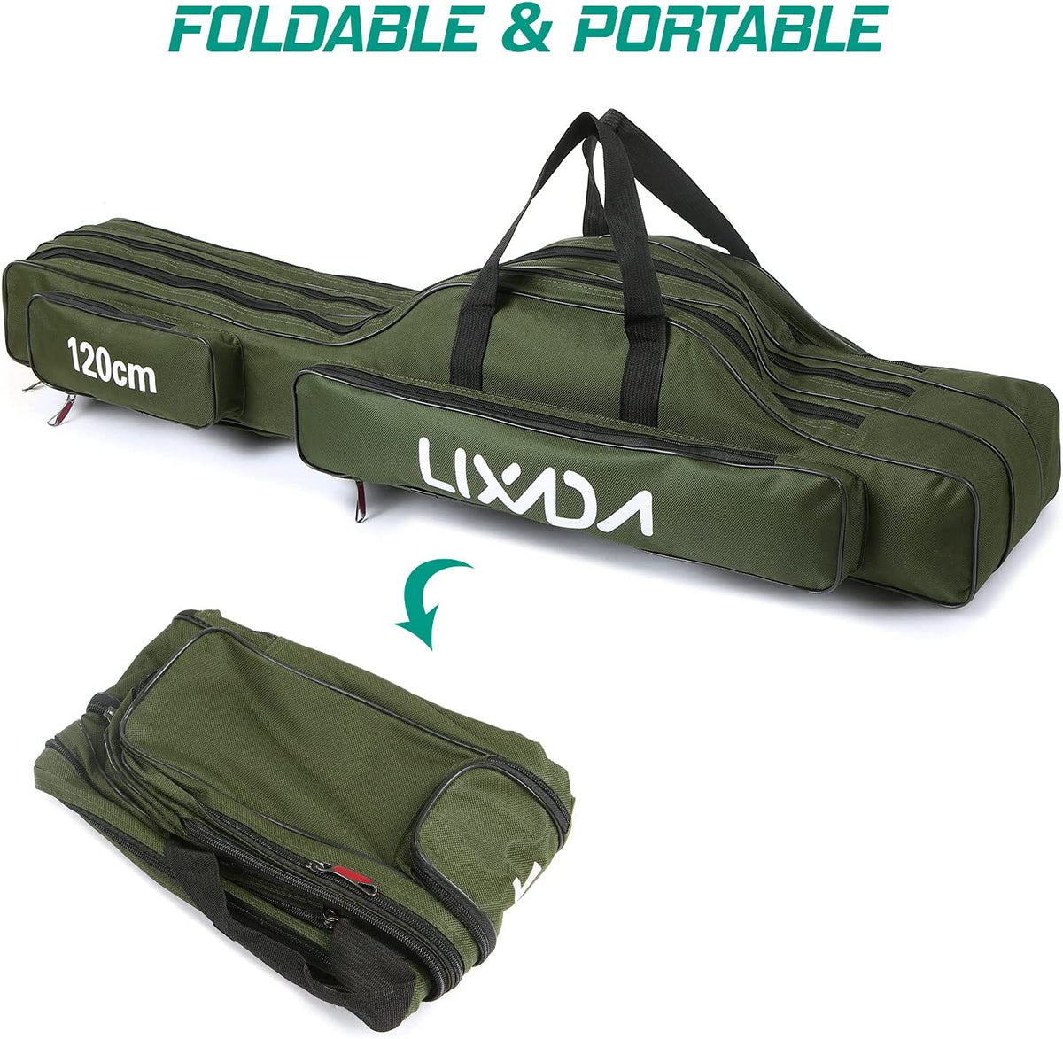 Fishing Rod Bag, 3 Layers Fishing Pole Bag Portable Folding Rod Carry Case Fishing Reel Fishing Tackle Storage Bags,Fishing Rod Carry Case, 120Cm/150Cm