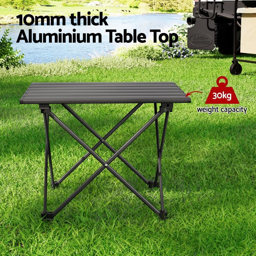 Folding Camping Table, Aluminium Portable Picnic Desk, 40Cm Black