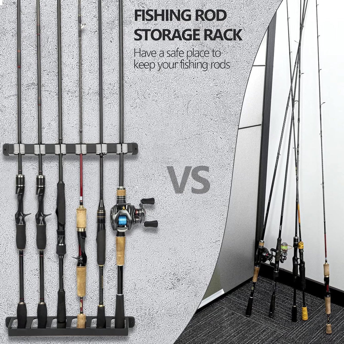 Vertical Fishing Rod Storage Rack Holder Wall Mount,6-Rod Fishing Pole Holder Wall Fishing Rod Storage Fixed Stand,Fishing Rod Holder Wall Mount Fishing Rod Holder Fishing Rod Storage Rack