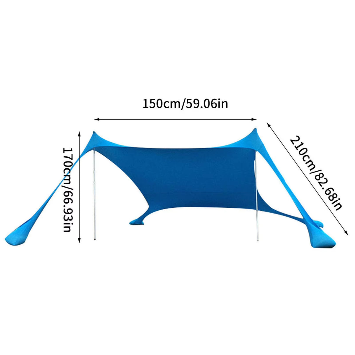 Outdoor Beach Tent Sun Shelter Camping Shades Tents Windproof One-Piece Beach Canopy Tents UPF50+ Portable Family Tent for Bea
