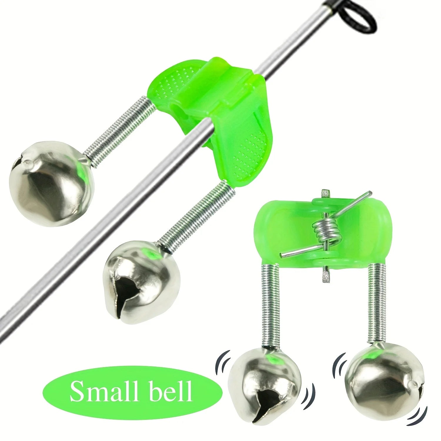 10/50Pcs Fishing Alarm Bells, Clip Bite Alert Fishing Rod Bell Plastic Fishing Rod Clips with Dual Alert Bells Fishing Tackle