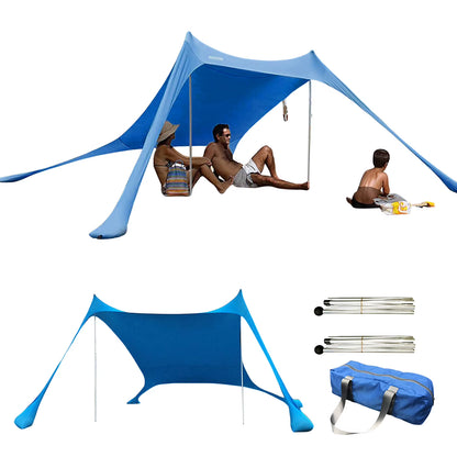 Outdoor Beach Tent Sun Shelter Camping Shades Tents Windproof One-Piece Beach Canopy Tents UPF50+ Portable Family Tent for Bea