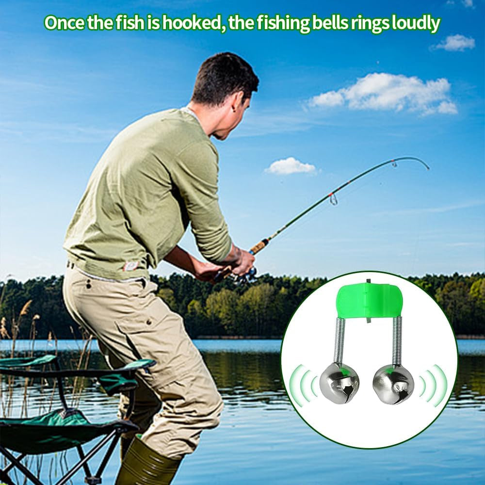 50PCS Fishing Rod Bells Clip – Dual Alert Fishing Bells for Rod Tip, Clip-On Bite Alarm for Night and Ice Fishing, Loud Sound Fishing Equipment Accessories