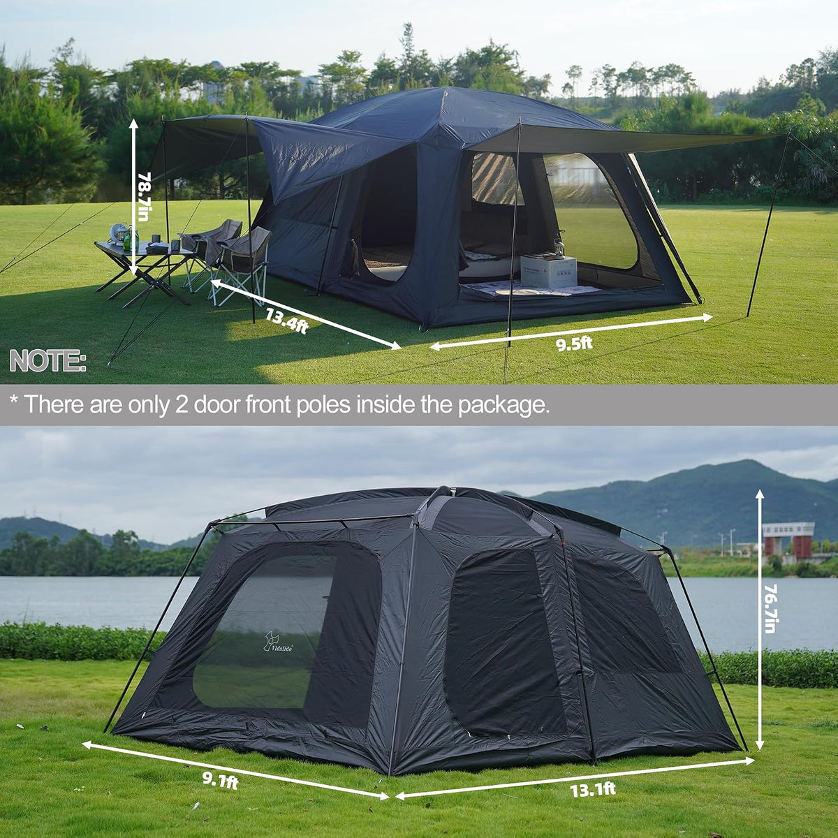 4-6 Person /8-10 Person Camping Tent with 3 Door 2 Room Large Family Cabin Tents, Double Layer Waterproof Portable Glamping Tent, Big Tents for Outdoor Camping Hiking and Backpacking