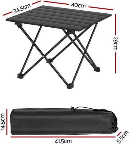 Folding Camping Table, Aluminium Portable Picnic Desk, 40Cm Black