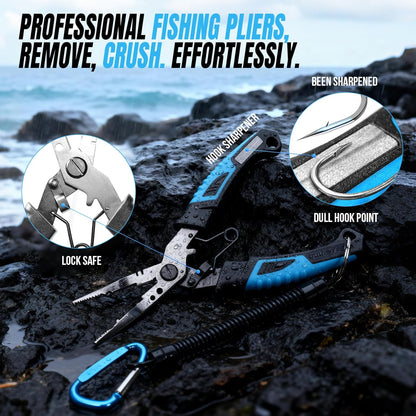 Fishing Gear,Full Fishing Kit Include Fishing Rod and Reel Combo, Tackle Box with Fishing Lures, Fishing Accessories, Fishing Pliers,Fishing Gifts for Men with Fishing Tool Kit