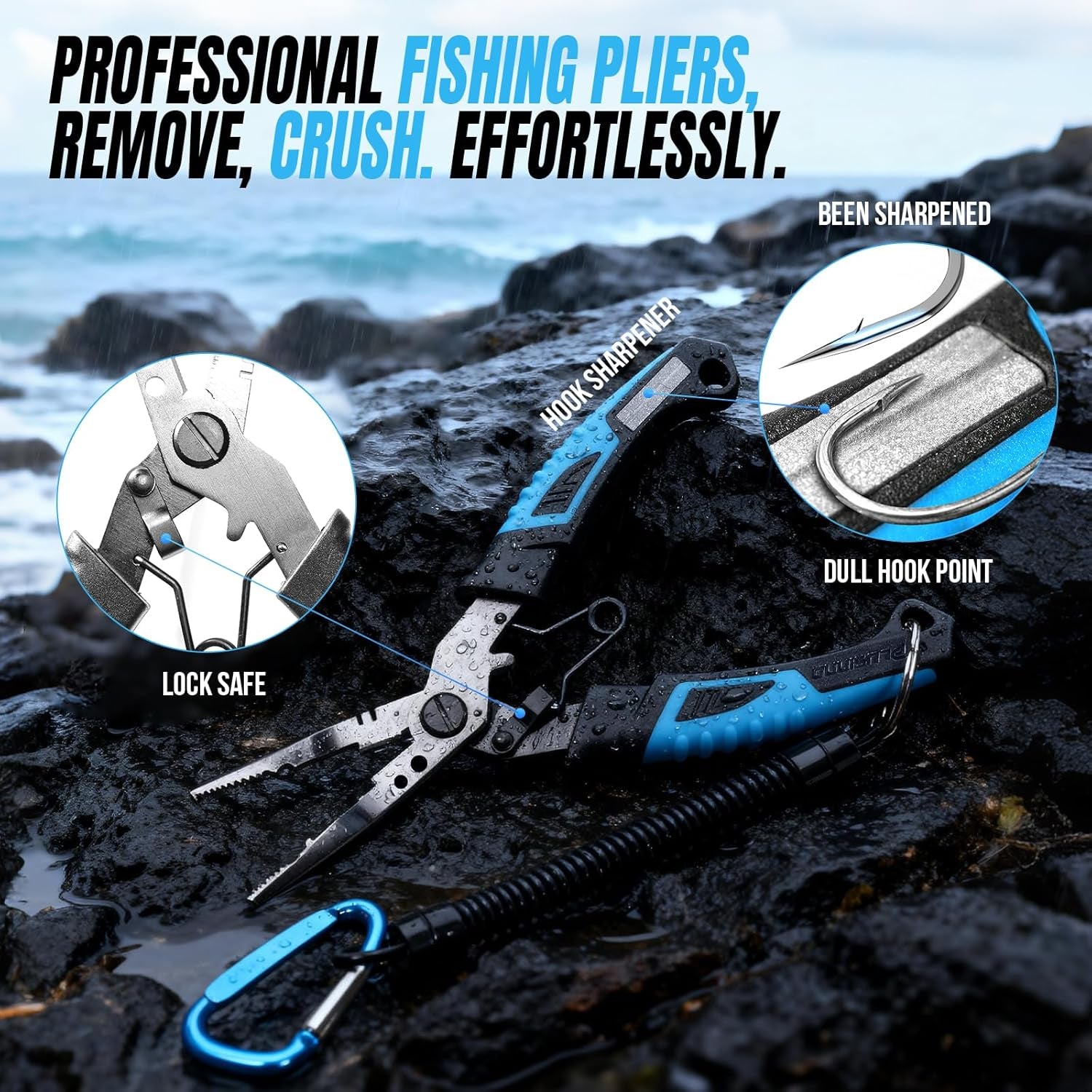 Fishing Gear,Full Fishing Kit Include Fishing Rod and Reel Combo, Tackle Box with Fishing Lures, Fishing Accessories, Fishing Pliers,Fishing Gifts for Men with Fishing Tool Kit