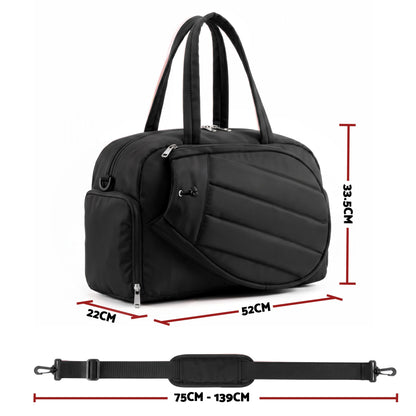 Everfit Tennis Tote Bag Gym Bag Sports Duffle Bags Holds 2 Rackets Black