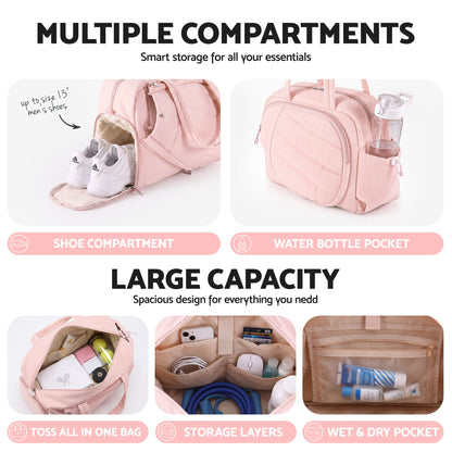 Everfit Tennis Tote Bag Gym Bag Sports Duffle Bags Holds 2 Rackets Pink
