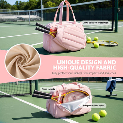 Everfit Tennis Tote Bag Gym Bag Sports Duffle Bags Holds 2 Rackets Pink