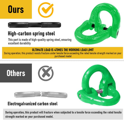 2SETS 2T Sling Hook With Hammerlock Heavy Duty Safety Latch Swivel Winch Hook For Trailer Safety Chain-Green
